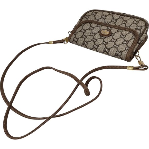 (L3) Authentic Gucci Crossbody Bag Brown PVC Luxury Vintage Designer Handbag - Picture 3 of 9
